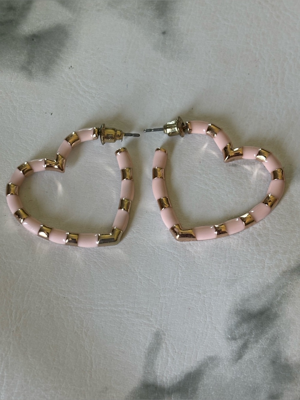Pink and gold heart earrings